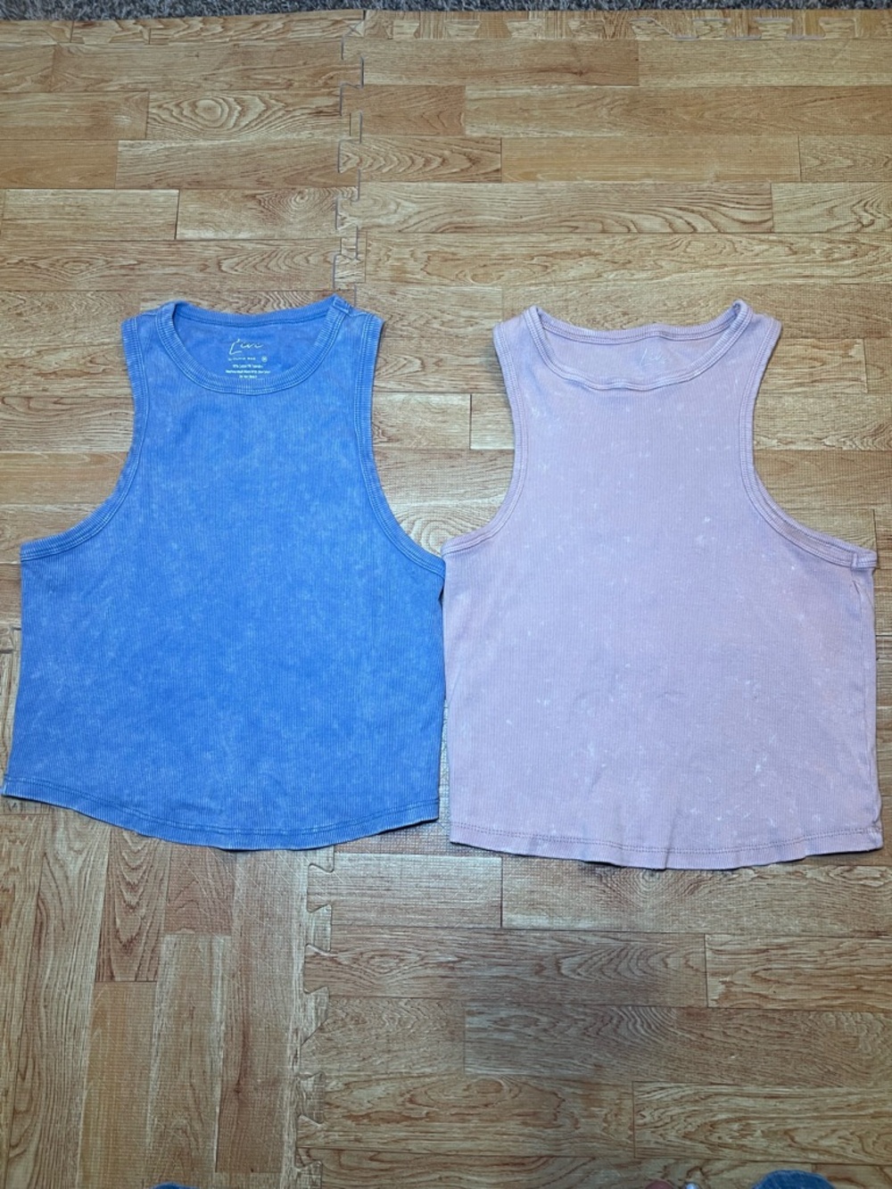 Olivia Rae Ribbed Tank Tops in Blue & Light Pink - 2-Pack